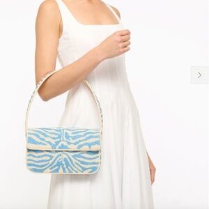 STAUD TOMMY BEADED BAG LIGHT BLUE CREAM